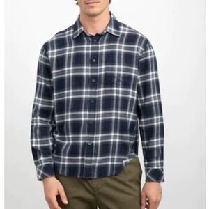 NEW‎ Rails Mens Brushed Lennox Plaid Flannel Button Up Shirt Blue Cotton Large